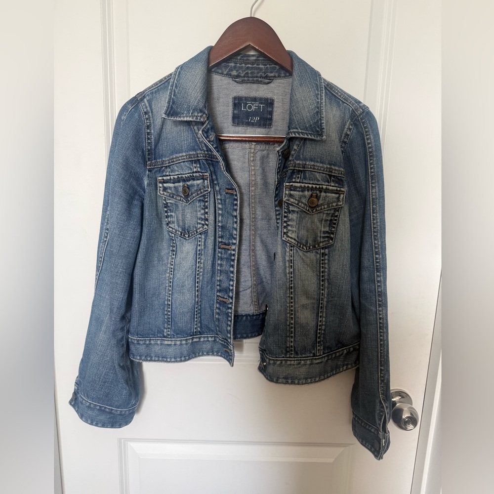 LOFT Light Blue Washed Denim Jacket - Picture 2 of 4